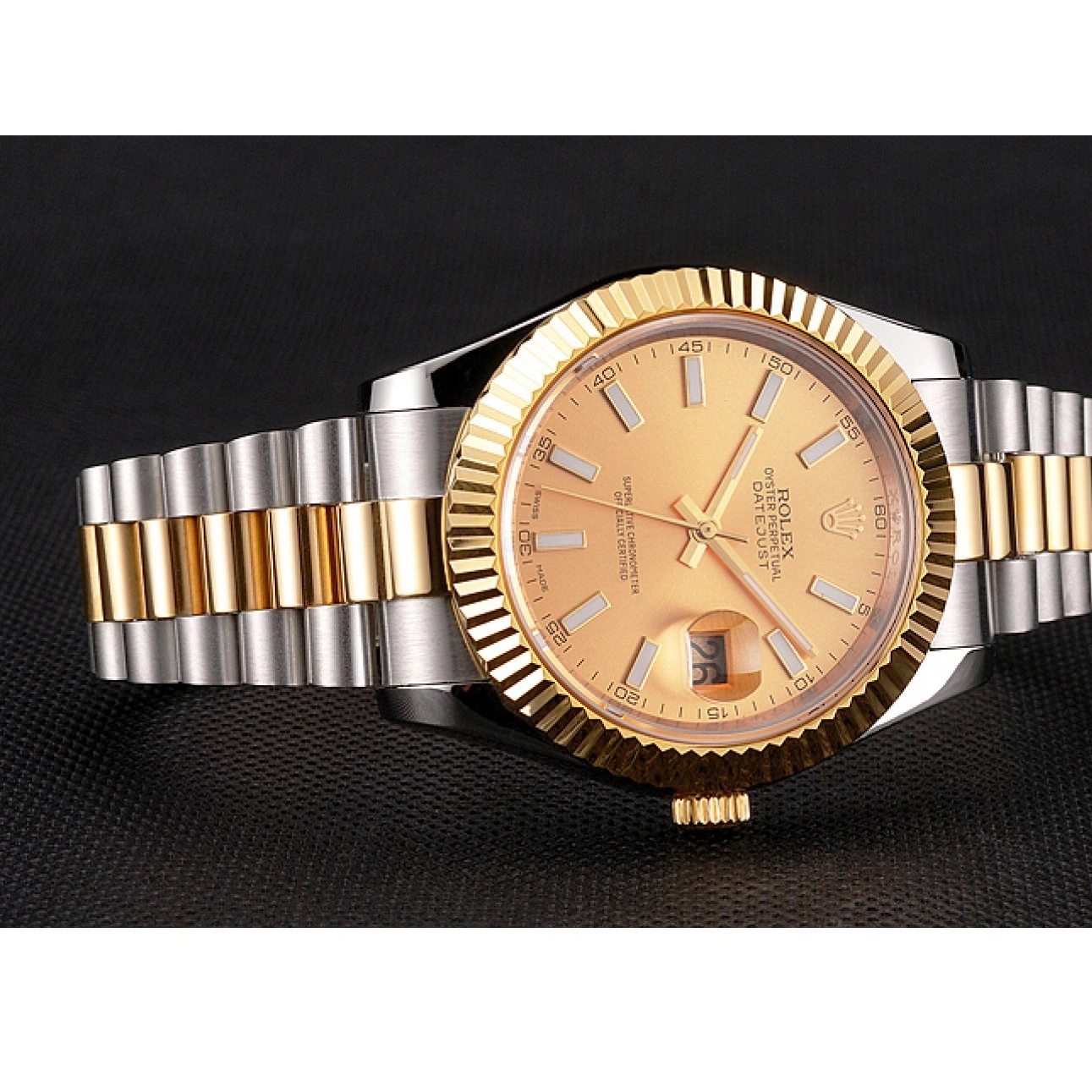 Rolex copies cheap Gold Datejust Rolex Gold Stainless Two Bracelet Dial Swiss Bezel Tone Steel Case 0629